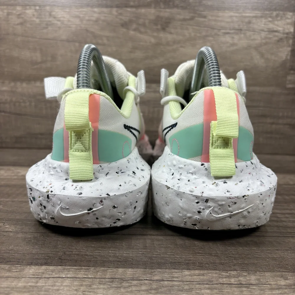 Nike Crater Impact White Pink Green Womens US Size 8.5 CW2386-101 Running Shoes